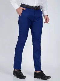 Stylish Cotton Blend Solid Color Trousers For Men-thumb3