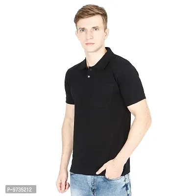 Men Solid Cotton Casual Polo T-Shirt-thumb0