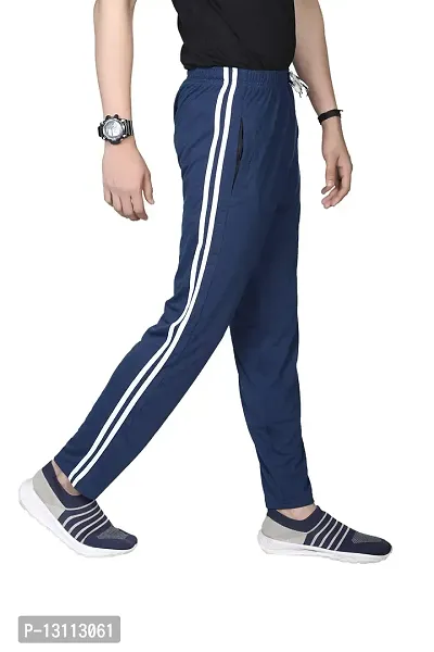 True Man Men's Regular Fit Spandex Track Pants (Trackpants_DB_Line)-thumb4