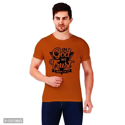 True KNITMEN Printed Round Neck  Half Sleeve Customized/Dry-Fit/T-Shirt for Men/Women T-Shirts (Pack of 1) (God Vs Trust)-thumb0