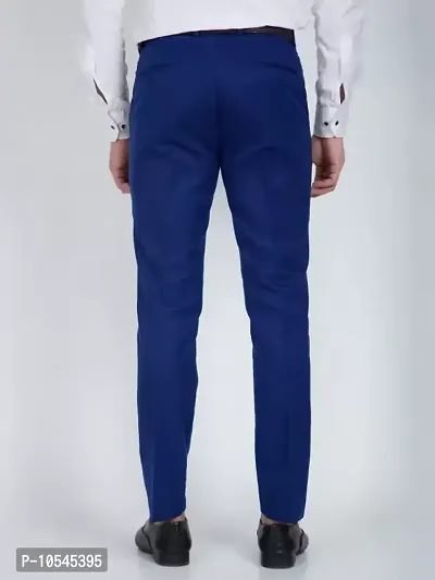 Stylish Cotton Blend Solid Color Trousers For Men-thumb2