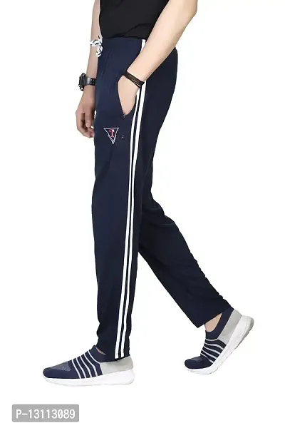 True Man Men's Regular Fit Spandex Track Pants (Trackpants_DB_Line)-thumb3