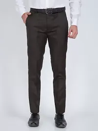 Stylish Cotton Blend Solid Color Trousers For Men Combo of 2-thumb1