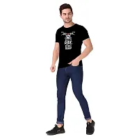 True KNITMEN Printed Round Neck & Half Sleeve Customized/Dry-Fit/T-Shirt for Men/Women T-Shirts (Pack of 1) &(RBS_Blk_XL)-thumb1