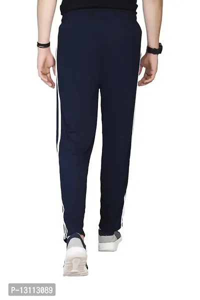 True Man Men's Regular Fit Spandex Track Pants (Trackpants_DB_Line)-thumb2