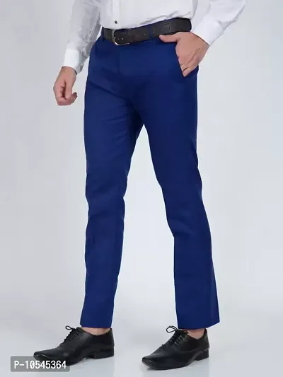 Stylish Cotton Blend Solid Color Trousers For Men Combo of 2-thumb3