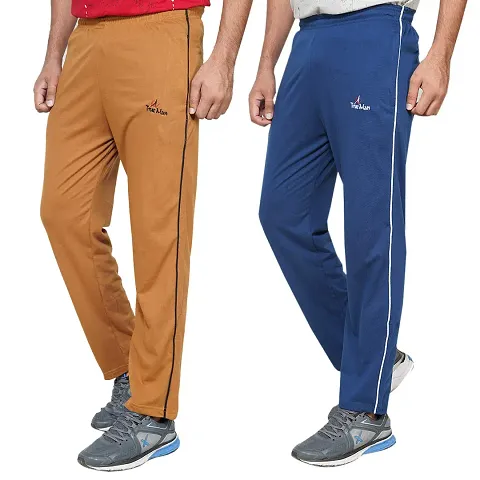 Multicoloured Cotton Regular Track Pants For Men Pack of 2