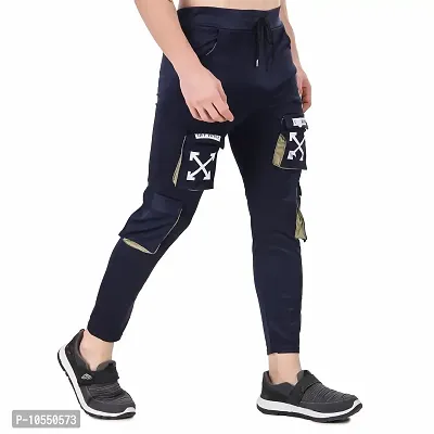 Stylish Cotton Lycra Streachable Regular Track Pants For Men-thumb2