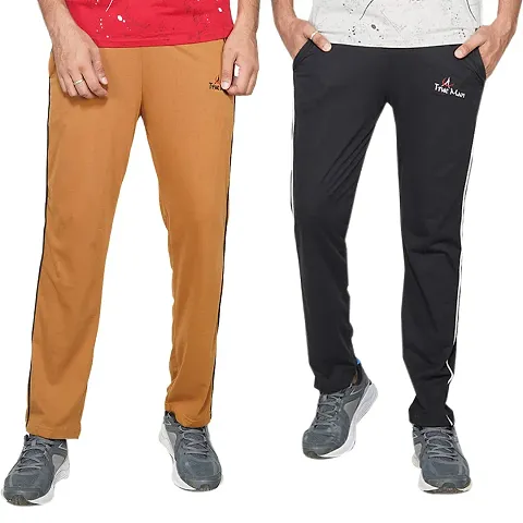 Regular Fit Track Pants with Both Side Zipper Pockets For men (Pack of 2)