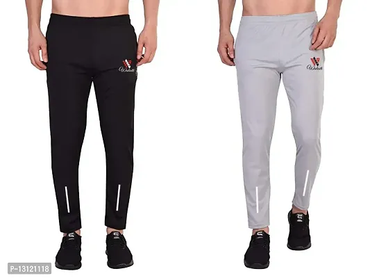 WALAITI Drifit Lycra Trackpants | Trackpants for Men | Sportswear for Boys | Drifit Lycra Pyjama, Joggers, Lowers with Both Side Zipper Pockets (L, Grey Black)