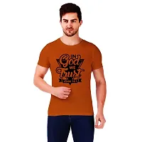 True KNITMEN Printed Round Neck & Half Sleeve Customized/Dry-Fit/T-Shirt for Men/Women T-Shirts (Pack of 2) &(RAINBW WHT GOD V TRST ORNG-M)-thumb3