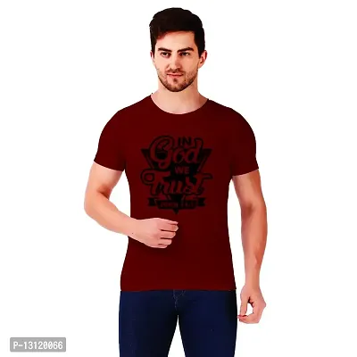 True KNITMEN Printed Round Neck & Half Sleeve Customized/Dry-Fit/T-Shirt for Men/Women T-Shirts (Pack of 1) &(GT_MRN_XXL) Maroon-thumb0