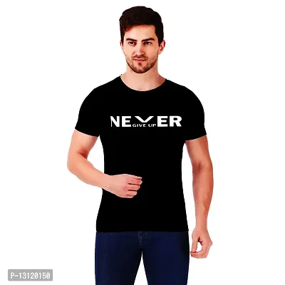 True KNITMEN Printed Round Neck & Half Sleeve Customized/Dry-Fit/T-Shirt for Men/Women T-Shirts (Pack of 1) &(NGU_Blk_XL)