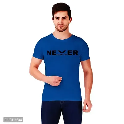 True KNITMEN Printed Round Neck  Half Sleeve Customized/Dry-Fit/T-Shirt for Men/Women T-Shirts (Pack of 1) (Never Give Up)