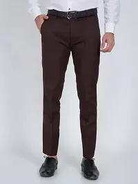 Stylish Cotton Blend Solid Color Trousers For Men Combo of 2-thumb1