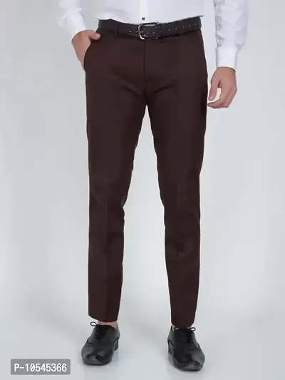 Stylish Cotton Blend Solid Color Trousers For Men Combo of 2-thumb2