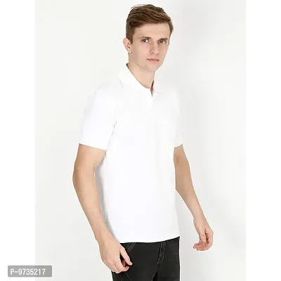 Men Solid Cotton Casual Polo T-Shirt-thumb3