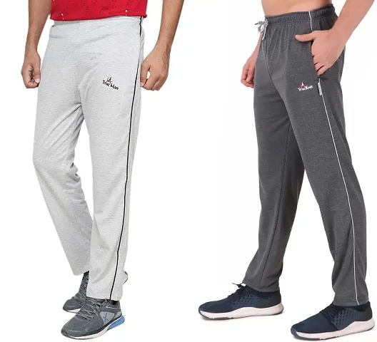 Regular Fit Plain Cotton Pyjama Trackpants for Mans with Both Side Zipper Pockets