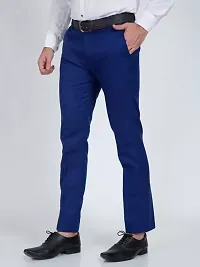 Stylish Cotton Blend Solid Color Trousers For Men Combo of 2-thumb2