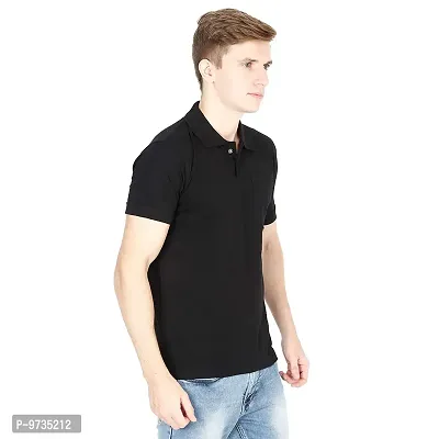 Men Solid Cotton Casual Polo T-Shirt-thumb2