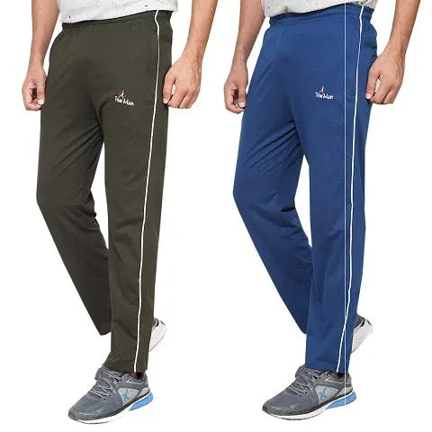 Regular Fit Track Pants with Both Side Zipper Pockets (Pack of 2)