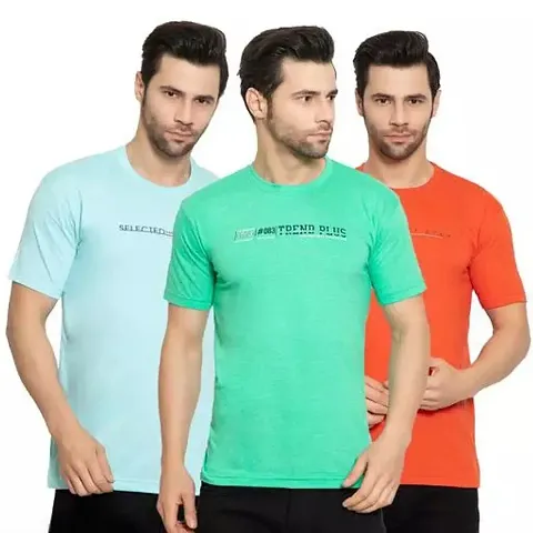 Zeffit Cotton Blend Regular Fit Printed Half Sleeves Men T-Shirt Pack Of 3