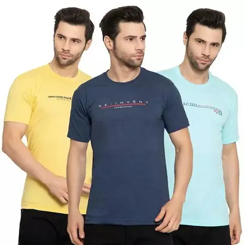 Zeffit Cotton Blend Regular Fit Printed Half Sleeves Men T-Shirt Pack Of 3
