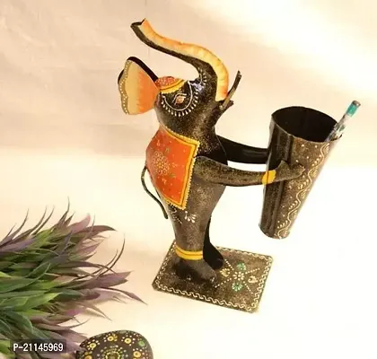 Classic Iron Painted Elephant Pen and Pencil Holder