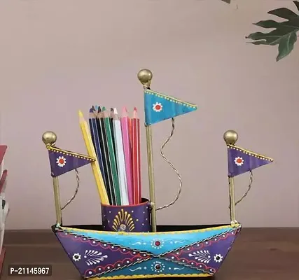 Classic Iron Multicolour Boat Pen Stand