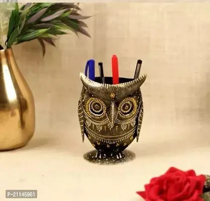 Classic Iron Painted Owl Pen Stand