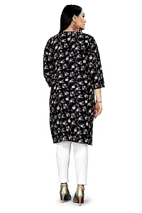 Loupe Women's Flower Printed Crepe Regular Fit Office Wear Comfortable Lightweight Kurti (O_O_5064_Multicolor_Large)-thumb1