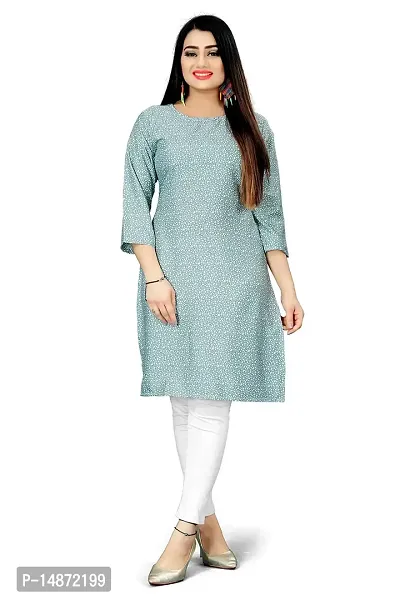 Loupe Women's Flower Printed Crepe Regular Fit Office Wear Comfortable Lightweight Kurti (O_O_5043)-thumb0