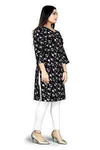 Loupe Women's Flower Printed Crepe Regular Fit Office Wear Comfortable Lightweight Kurti (O_O_5065_Multicolor_X-Large)-thumb2