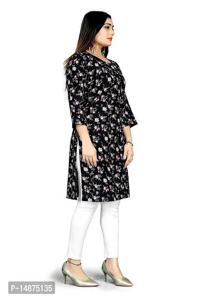 Loupe Women's Flower Printed Crepe Regular Fit Office Wear Comfortable Lightweight Kurti (O_O_5065_Multicolor_X-Large)-thumb3