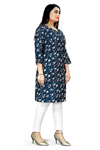 Loupe Women's Flower Printed Crepe Regular Fit Office Wear Comfortable Lightweight Kurti (O_O_5041_Multicolor_X-Large)-thumb2