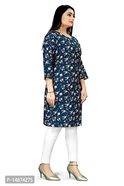 Loupe Women's Flower Printed Crepe Regular Fit Office Wear Comfortable Lightweight Kurti (O_O_5041_Multicolor_X-Large)-thumb3