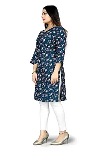 Loupe Women's Flower Printed Crepe Regular Fit Office Wear Comfortable Lightweight Kurti (O_O_5041_Multicolor_X-Large)-thumb1