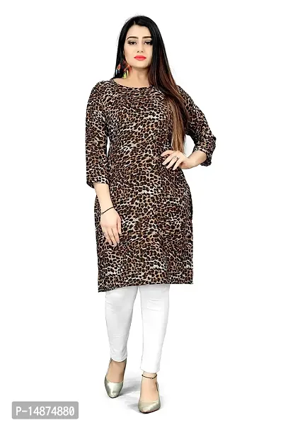 Loupe Women's Flower Printed Crepe Regular Fit Office Wear Comfortable Lightweight Kurti (O_O_5075_Multicolor_Medium)