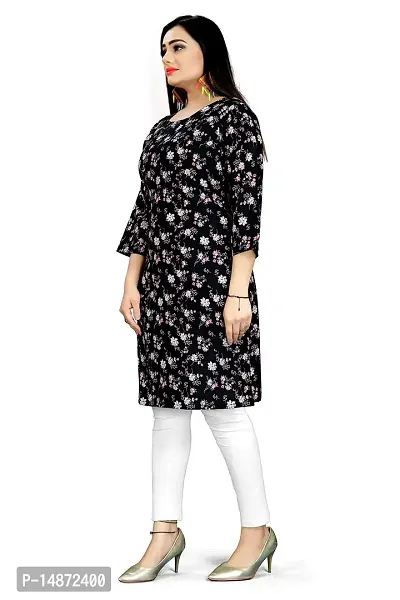 Loupe Women's Flower Printed Crepe Regular Fit Office Wear Comfortable Lightweight Kurti (O_O_5063_Multicolor_Medium)-thumb4