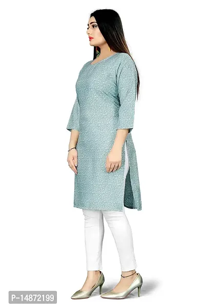 Loupe Women's Flower Printed Crepe Regular Fit Office Wear Comfortable Lightweight Kurti (O_O_5043)-thumb3