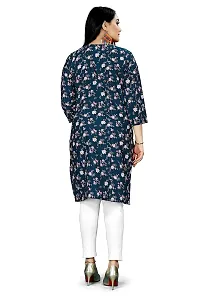 Loupe Women's Flower Printed Crepe Regular Fit Office Wear Comfortable Lightweight Kurti (O_O_5040_Multicolor_Large)-thumb3