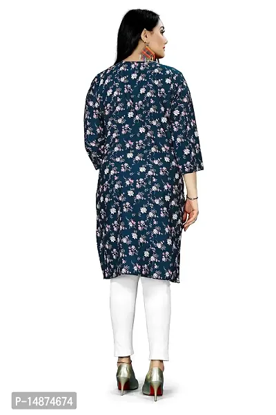 Loupe Women's Flower Printed Crepe Regular Fit Office Wear Comfortable Lightweight Kurti (O_O_5040_Multicolor_Large)-thumb4