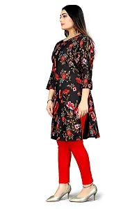 Loupe Women's Flower Printed Crepe Regular Fit Office Wear Comfortable Lightweight Kurti (O_O_5133)-thumb3