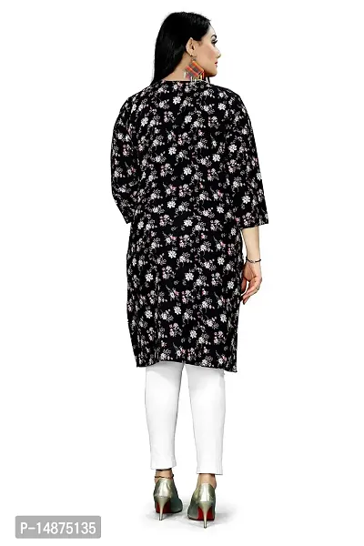 Loupe Women's Flower Printed Crepe Regular Fit Office Wear Comfortable Lightweight Kurti (O_O_5065_Multicolor_X-Large)-thumb2