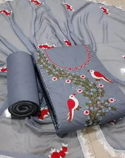 NEW SUIT DRESS MATERIAL WITH EMBROIDERED WORK