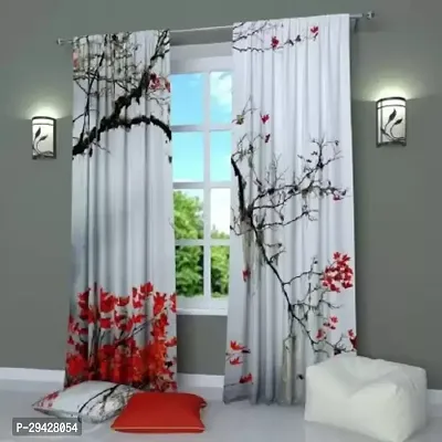 Stylish Multicoloured Polyester Printed Eyelet Fitting Window Curtain Pack Of 2-thumb0