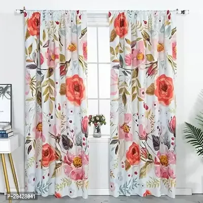 Stylish Multicoloured Polyester Printed Eyelet Fitting Window Curtain Pack Of 2-thumb0