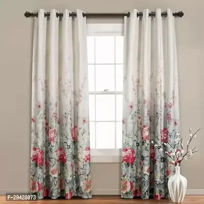 Stylish Multicoloured Polyester Printed Eyelet Fitting Window Curtain Pack Of 2-thumb0