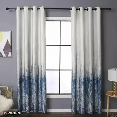 Stylish Multicoloured Polyester Printed Eyelet Fitting Window Curtain Pack Of 2