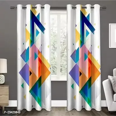 Stylish Multicoloured Polyester Printed Eyelet Fitting Window Curtain Pack Of 2-thumb0